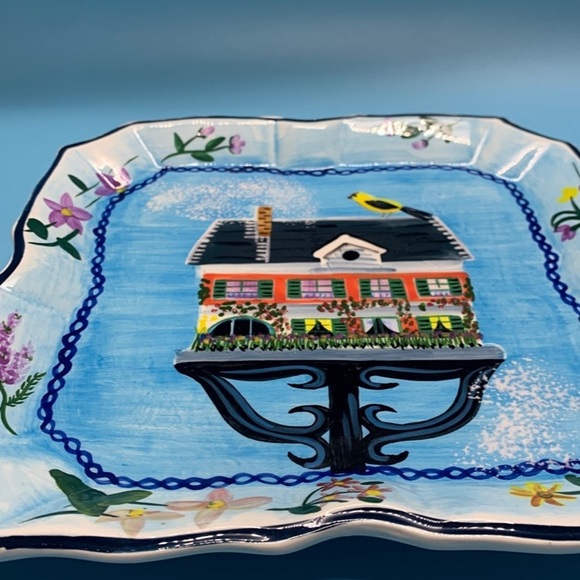 HandPainted CCBC Craft Council of Brit Columbia BIRDHOUSE FLOWERS 9" Plate - Picture 8 of 12